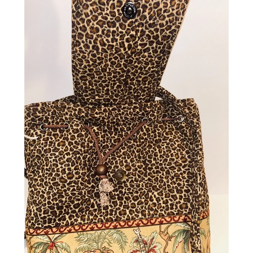 Y2K Quilted Keepers Diaper Bag Backpck Safari Leopard Print Elephant Giraffe Set